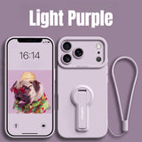 Silicone Full-Coverage Phone Case with Kickstand Lanyard for iPhone