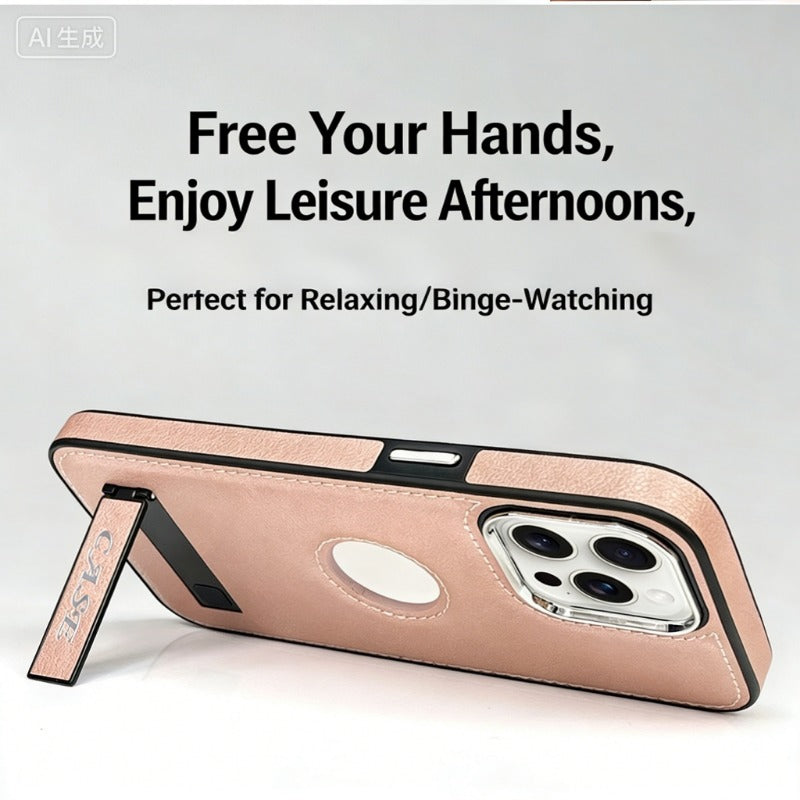 Faux Leather Shockproof Phone Case with Stand for IPhone