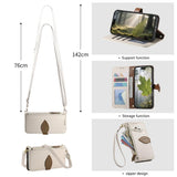 Leaf-Designed Leather Flip Cover Card Slot Lanyard Shockproof Case For Samsung