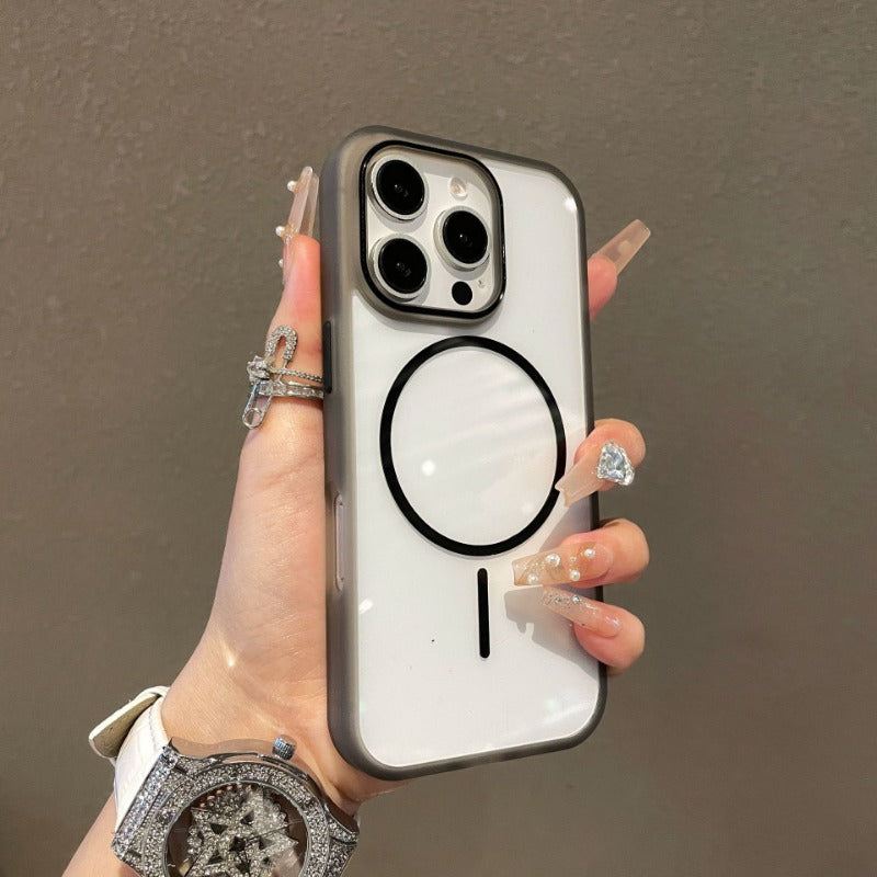 Transparent Thin Circle Magnetic Phone Case For iPhone