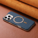 Luxury Leather Carbon Fiber Texture Magnetic Shockproof Phone Case for iPhone
