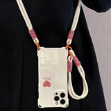 Pink Heart-Shaped Crossbody Full-Coverage Shockproof Case For Samsung