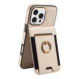 Wallet Card Slot Ring Holder Leather Case for iPhone