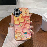 Oil Painting Flower Butterfly Rhinestone Anti-Drop Phone Case for IPhone