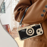 Fashion 3D Retro Camera Handheld Leather Case for iPhone