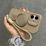 Magnetic Kickstand Wristband Strap Wireless Charging Bumper Case For iPhone