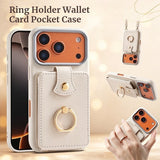 Ring Holder Wallet Card Pocket Crossbody Case for iPhone