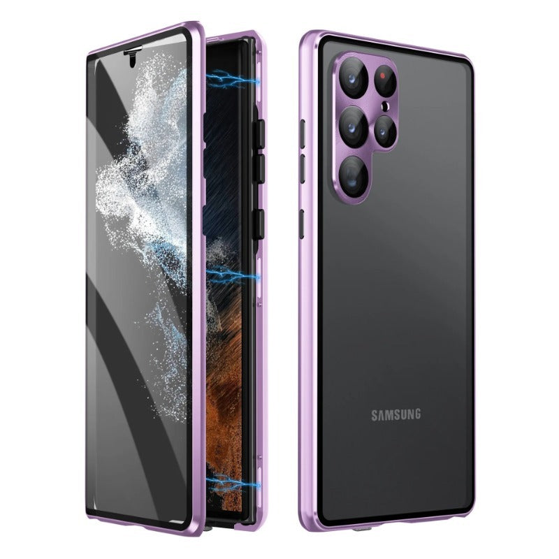 Magnetic Double Sided Tempered Glass Metal Frame Case For Samsung