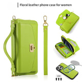 Magnetic Crossbody Handheld Wallet Card Leather Case for iPhone