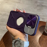 Fashion Hole Magnetic Lens Protection Stand Silicone Case for iPhone