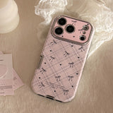 Vintage Plaid Bow Leather Soft Full Wrap Case for iPhone
