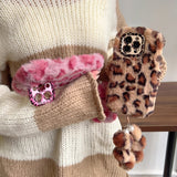 Fashion Plush Leopard Print With Bracelet Phone Case For iPhone