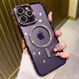 Fashion Glitter Diamond For Magnetic Wireless Charge Clear Case For iPhone