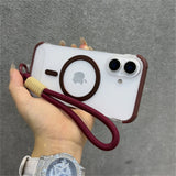Wrist Strap Ultra Slim Frameless Matte Clear Magnetic Case For iPhone