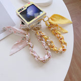 Pastoral Style Small Flower Silk Hand Strap Case For Samsung