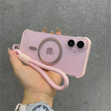 Wrist Strap Ultra Slim Frameless Matte Clear Magnetic Case For iPhone