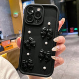 3D Bowknot Pearl Silicone Shockproof Soft Phone Case for iPhone