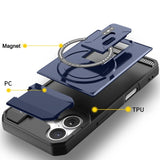 Flip Full Lens Protection Fold Stand Magnetic For Magsafe Military Case For iPhone