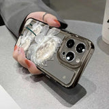 White Lotus Oil Painting Transparent Phone Case for iPhone