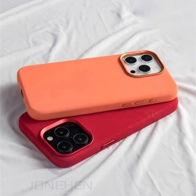 Leather Luxury Flannel Fiber Magnetic Case For iPhone