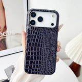 Solid Color Glossy Crocodile Skin Pattern Shockproof Phone Case for iPhone