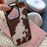 Brown & White Cowhide Double-layer Back Phone Case for IPhone