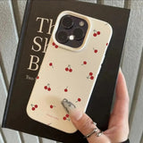 Cute Cartoon Cherry Lichee Pattern Silicone Cover for iPhone