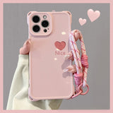 Pink Heart-Shaped Crossbody Full-Coverage Shockproof Case For Samsung