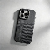 Relief Carbon Fiber Magnetic Lens Metal Protective Case for iPhone