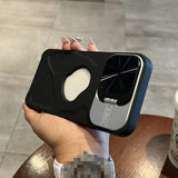 Fashion Hole Magnetic Lens Protection Stand Silicone Case for iPhone