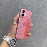 Transparent Stripe Ring Lanyard Wristband Bracket Case for iPhone