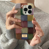 Cute Dopamine Color Block Match Plaid Clear Soft Case for iPhone