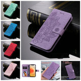 Leather Embossed Flower Magnetic Wallet Flip Case for Samsung
