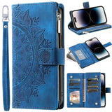 Leather Flip Card Wallet Embossing Phone Case for iphone