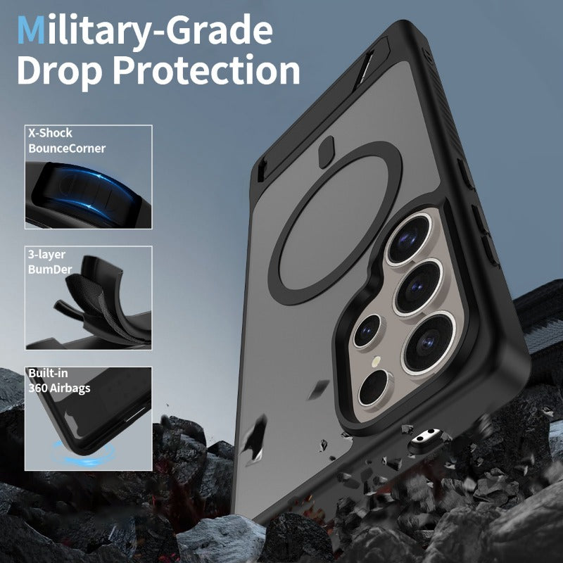 Frosted Magnetic Phone Case With Stand for Samsung