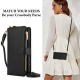 Leather Crossbody Zipper Wallet Case for iPhone