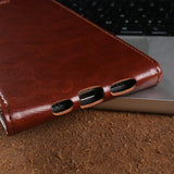Vintage Wax Leather Top & Bottom Flip Case for iPhone