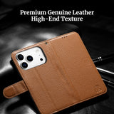 Genuine Leather Flip Card Slot RFID Blocking Wallet Case for iPhone