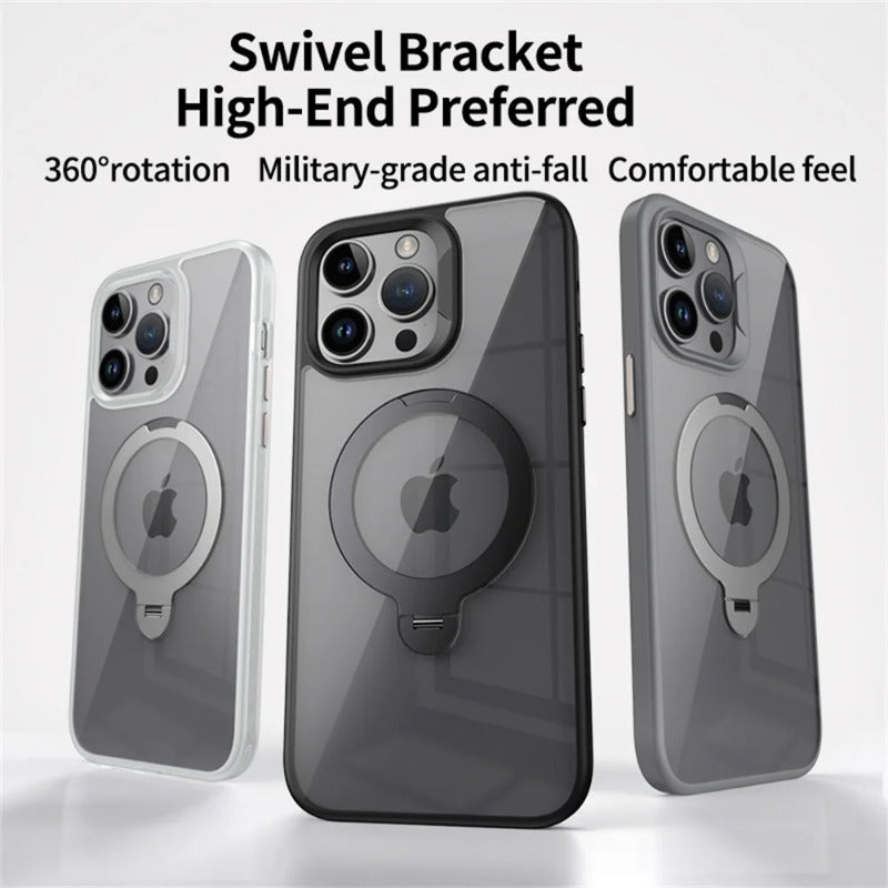 Rotating Folding Stand Clear Magnetic Phone Case For iPhone