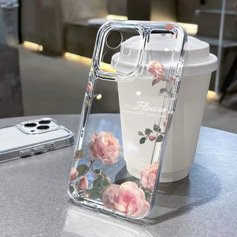 Flower Shockproof Transparent Silicone Soft Fundas Phone Case for iPhone