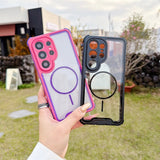 Contrast Color Magnetic Shockproof Transparent Hard Case For Samsung