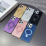 Glossy Corrugated Stripe Magnetic Case For iPhone