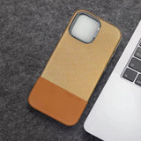 Color‑Block PC Leather Magnetic Anti‑Drop Case for iPhone