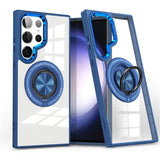 Magnetic Transparent Rotating Metal Stand Case For Samsung