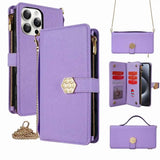 Leather Wallet Card Slots Phone Case with Strap for Samsung