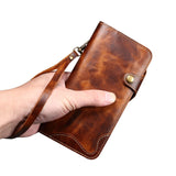 Vintage Wax Genuine Leather Wallet Case for Samsung