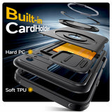 Armor Reinforced Shock‑Absorbent Case With Card Slot & Stand for iPhone