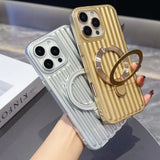 Glossy Corrugated Stripe Magnetic Case For iPhone