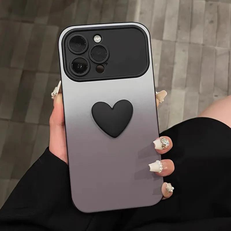 Cute Cartoon 3D Love Heart  Large Window Case For iPhone