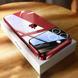 Luxury Plating Clear Hard PC Glass Lens Camera Protection Case For iPhone